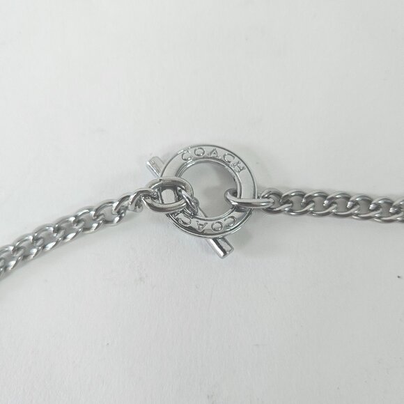 Vintage Coach Logo Charm 21” Stainless Steel Necklace Enameled Medallion Discs - Picture 6 of 10